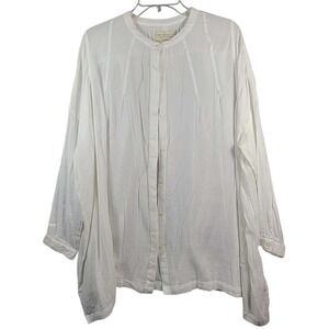 Denim & Supply Ralph Lauren White Cotton Button Down‎ Tunic Top Womens Large
